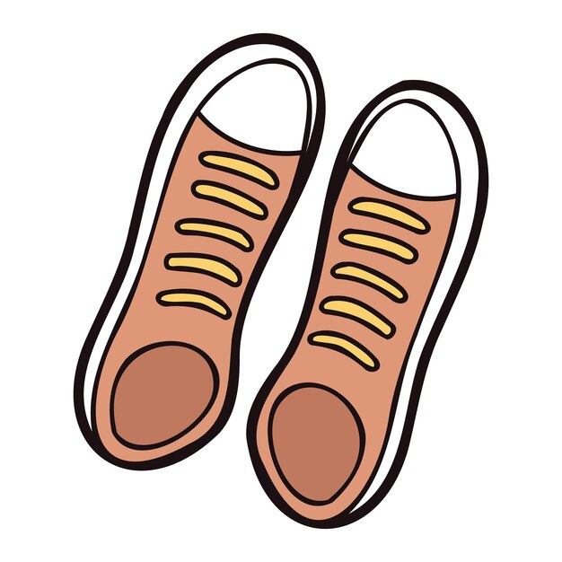 Hand Drawn cute sneakers in doodle style