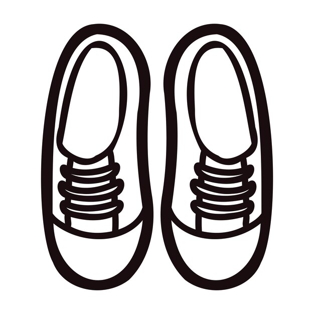 Hand Drawn cute sneakers in doodle style