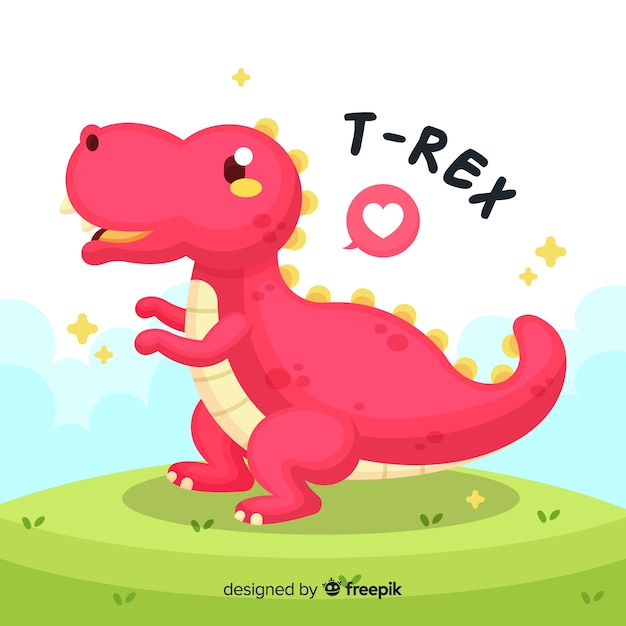 Нарисованная рукой милая иллюстрация t-rex