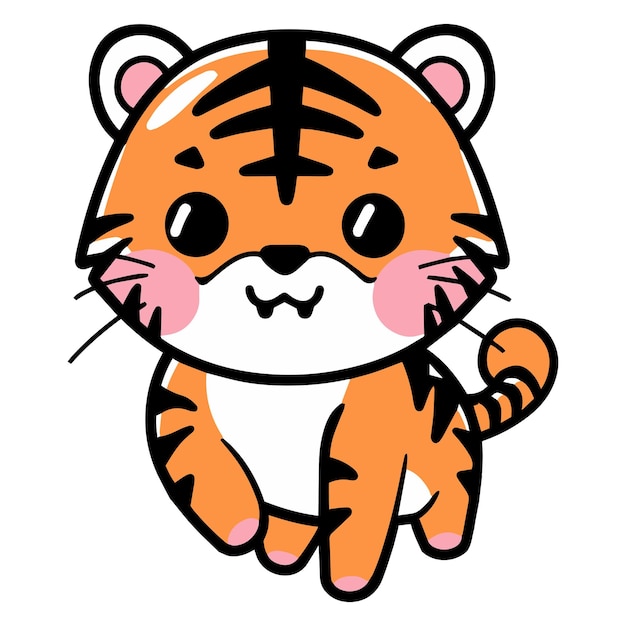 Tigre carina disegnata a mano in stile doodle