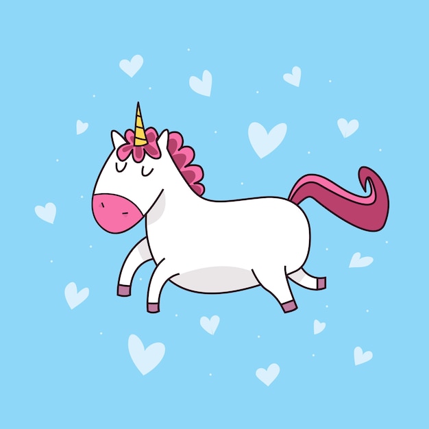 Volano di unicorno carino disegnato a mano