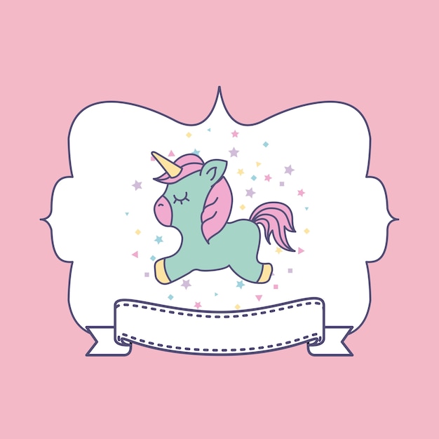 Hand drawn cute unicorn icon