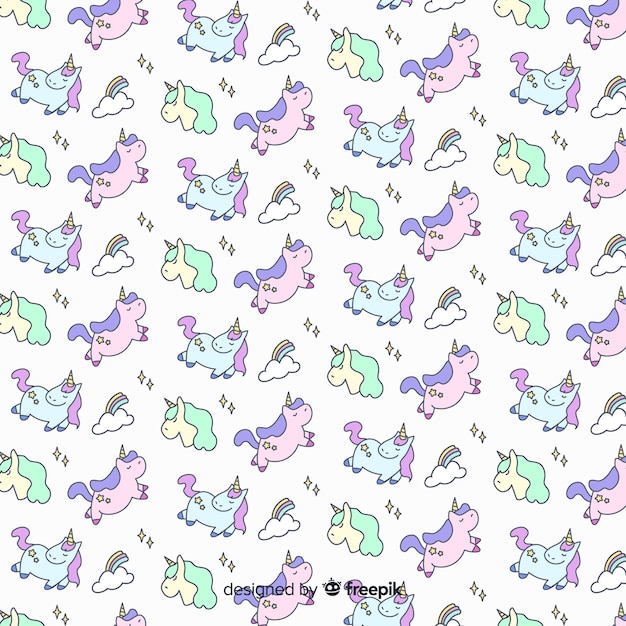 Hand drawn cute unicorn pattern