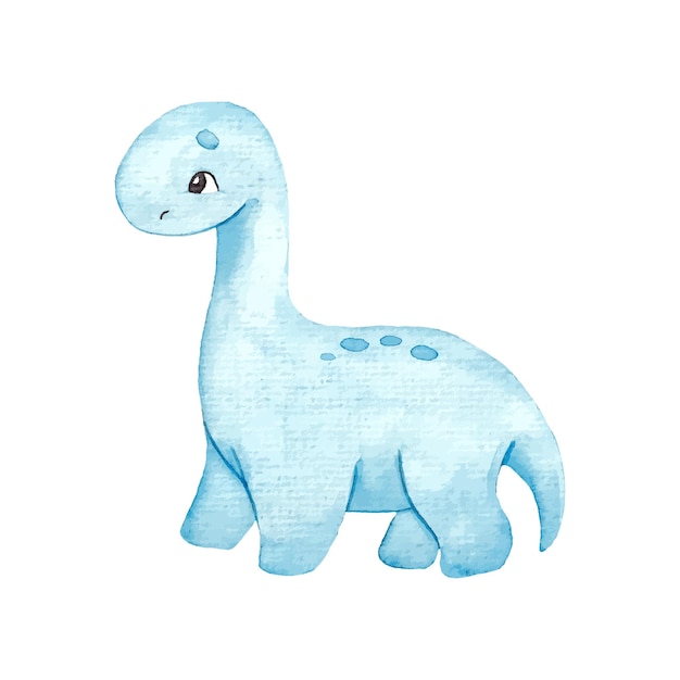 Vector hand drawn cute watercolor dinosaur