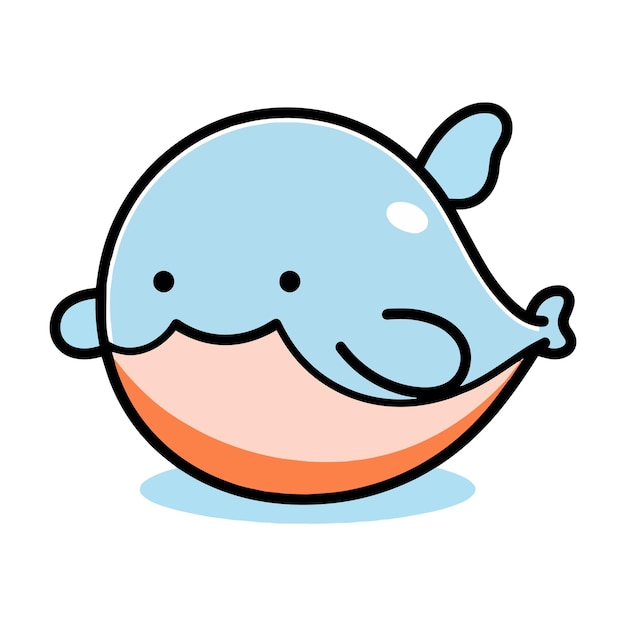 Hand Drawn cute whale in doodle style