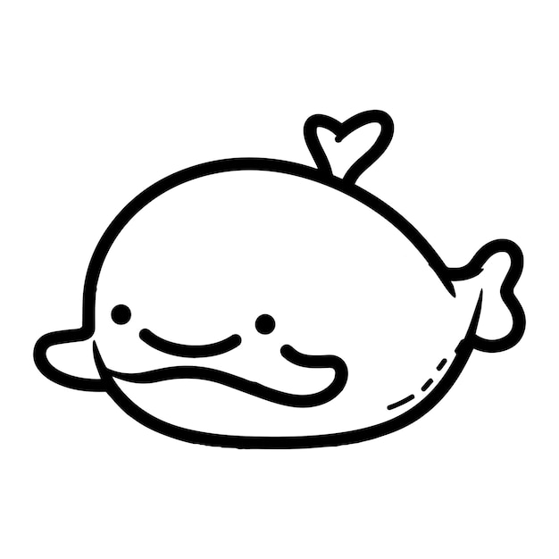 Hand Drawn cute whale in doodle style