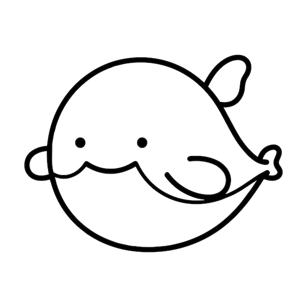 Hand Drawn cute whale in doodle style