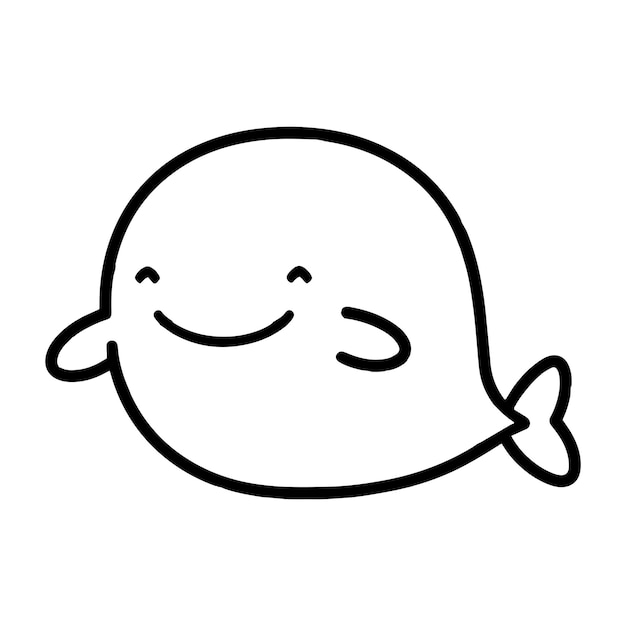 Hand Drawn cute whale in doodle style