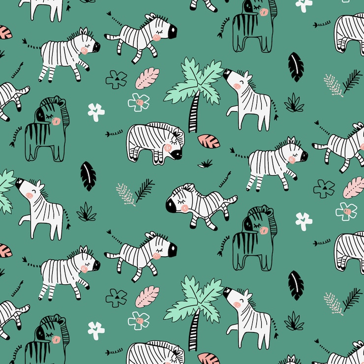 Hand drawn cute zebra pattern