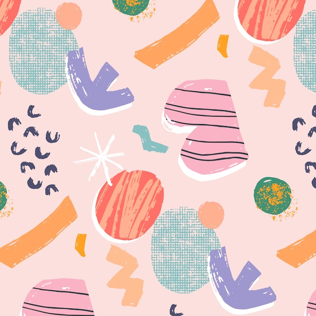 Vector hand drawn cutout collage pattern