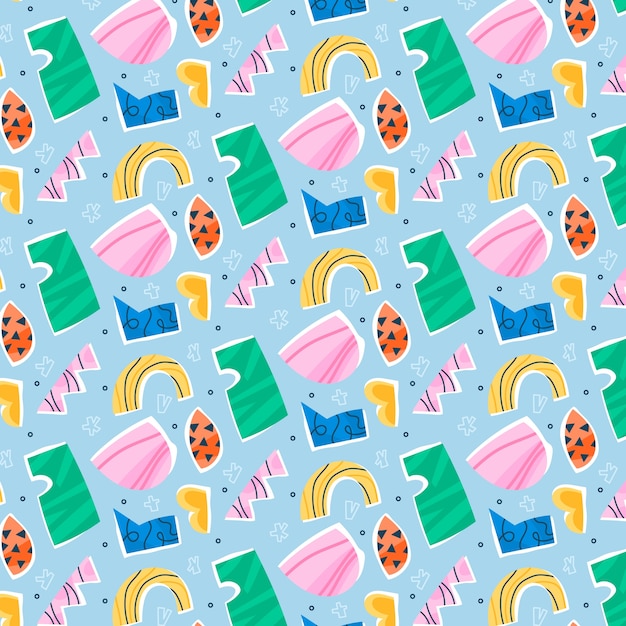 hand drawn cutout collage pattern
