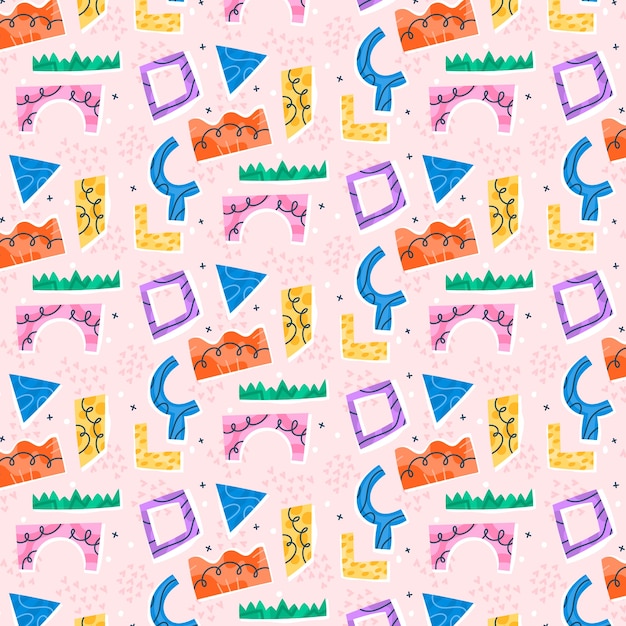 Vector hand drawn cutout collage pattern