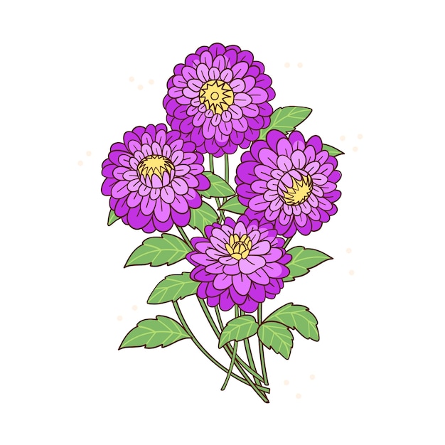 Vettore illustrazione di dahlia disegnata a mano