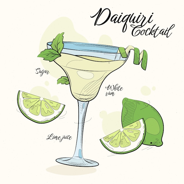 Vettore illustrazione daiquiri disegnata a mano