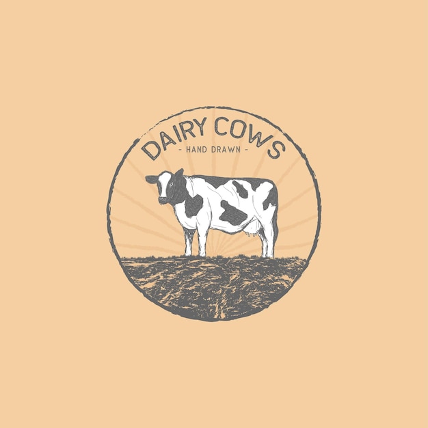Vettore mucche da latte disegnate a mano