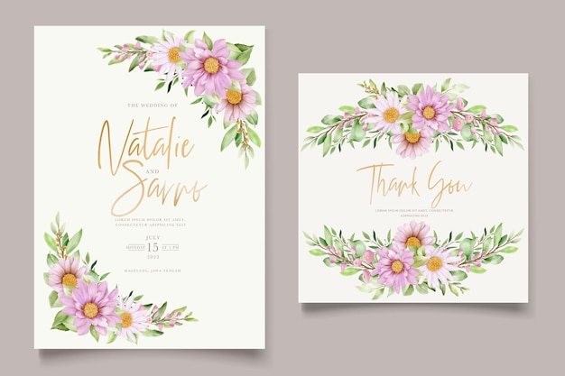 hand drawn daisy floral card set