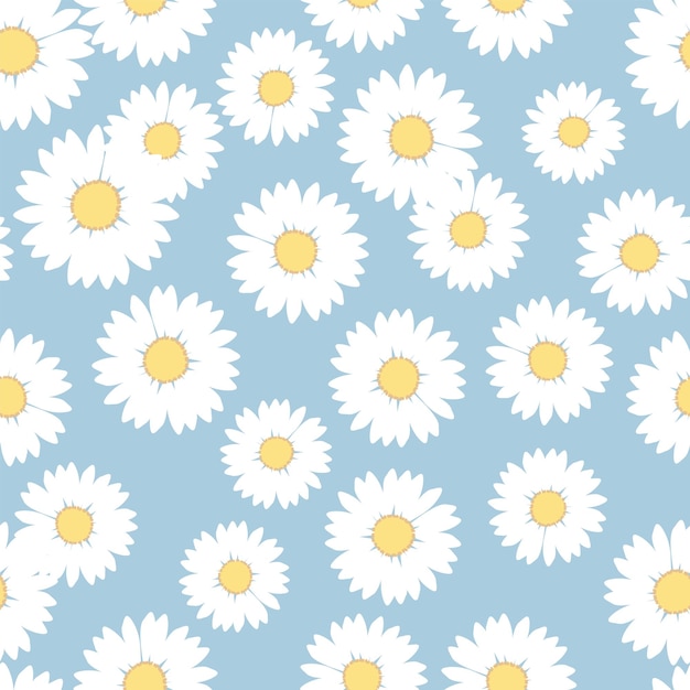 Hand drawn daisy flower doodle seamless pattern