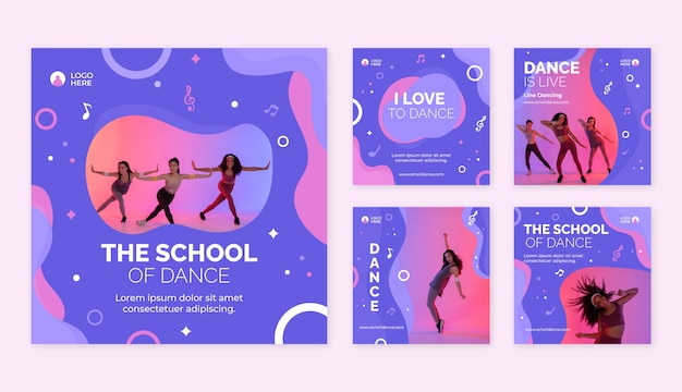 hand drawn dance school dynamic instagram posts
