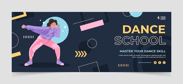 Hand drawn dance school facebook cover