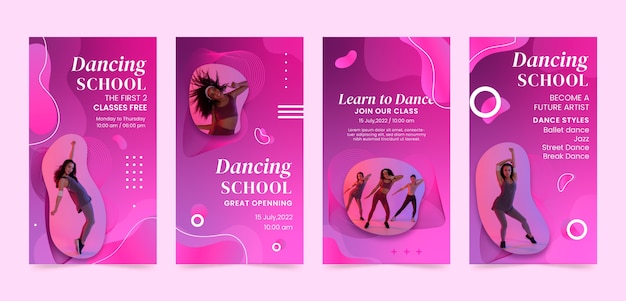 Hand drawn dance school fluid instagram stories