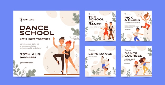 hand drawn dance school instagram posts