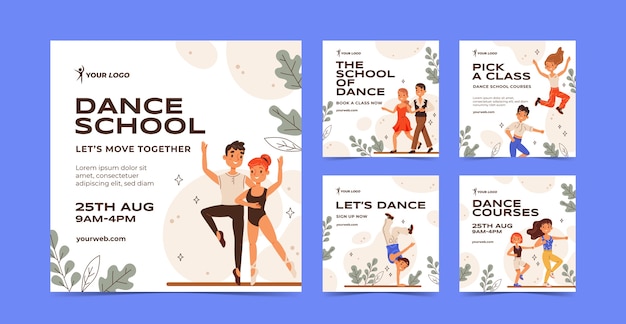 Hand drawn dance school instagram posts