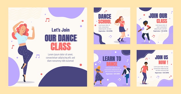 Hand drawn dance school instagram posts