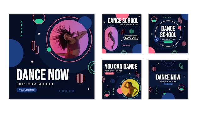 Hand drawn dance school instagram posts