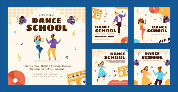 hand drawn dance school instagram posts