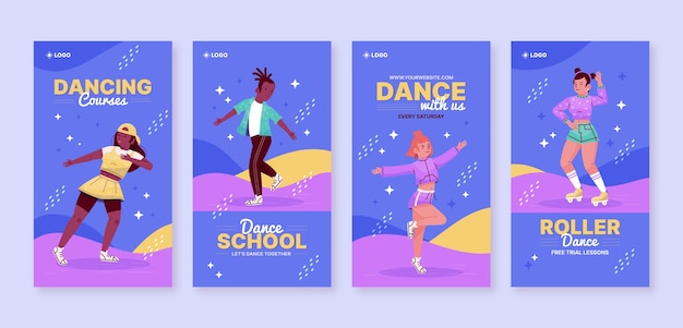 Storie di instagram della scuola di ballo disegnate a mano