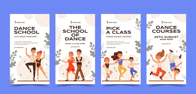 hand drawn dance school instagram stories