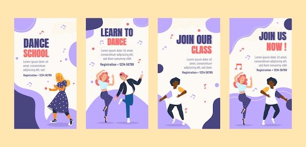 hand drawn dance school instagram stories