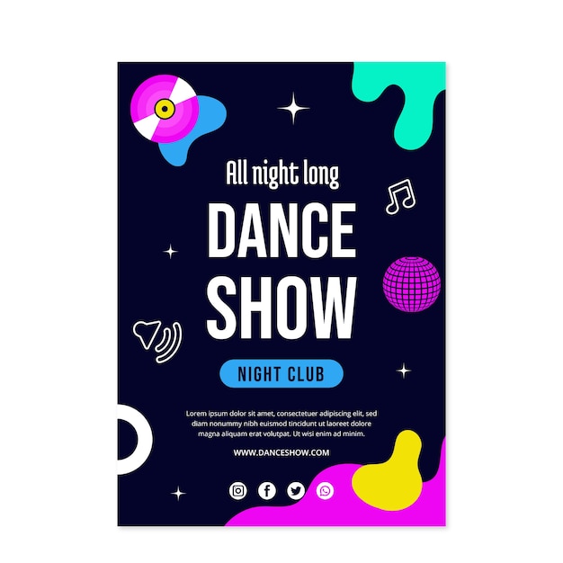 Vector hand drawn dance show poster template