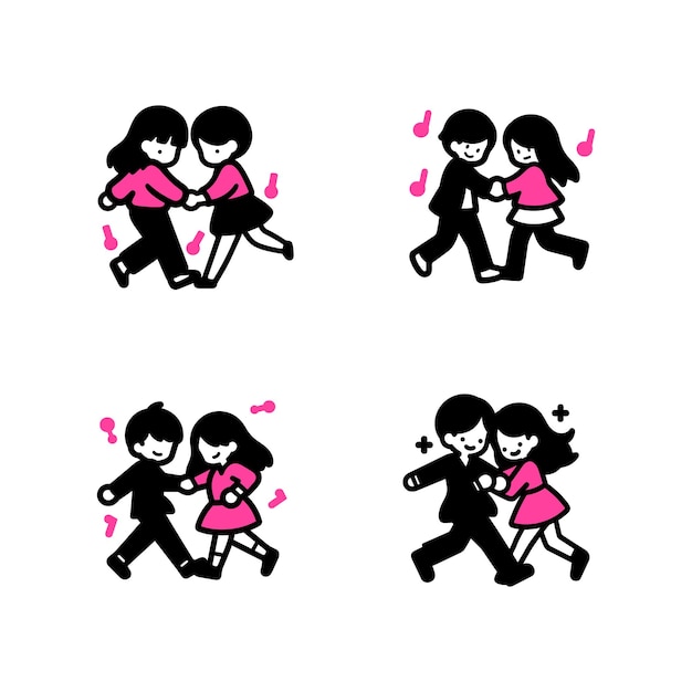 Vector hand drawn dancing icon or silhouette