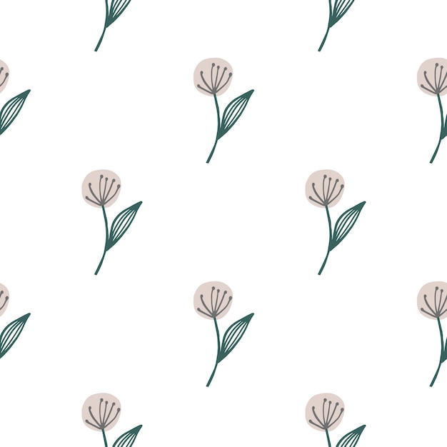 Hand drawn dandelion seamless pattern isolated on white background. botanical wallpaper.