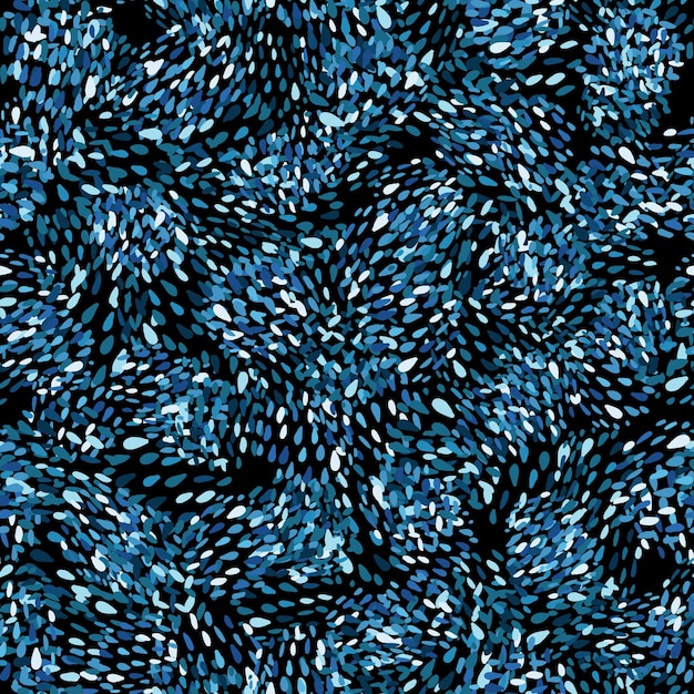 Рука нарисованные темные хаотические точки бесшовные модели на черном фоне. Абстрактные формы обои. Дизайн для ткани, текстильный принт, оберточная бумага, детский текстиль. Векторная иллюстрация