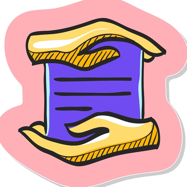 Hand drawn data protection icon in sticker style vector illustration