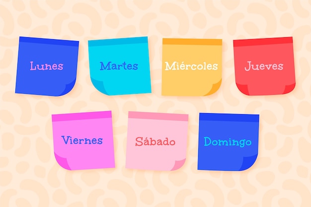 Hand drawn days of the week in spanish background