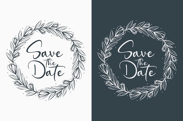 Hand drawn decorative concept beautiful and minimal wedding badges