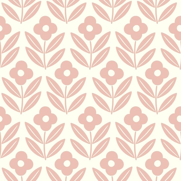 Vector hand drawn decorative doodle flowers seamless pattern silhouette scandinavian simple flower texture