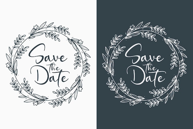 Hand drawn decorative and minimal wedding badges illustration