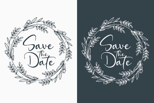 Vector hand drawn decorative and minimal wedding badges illustration