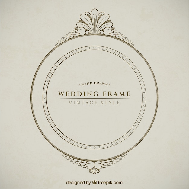 Hand drawn decorative round wedding frame