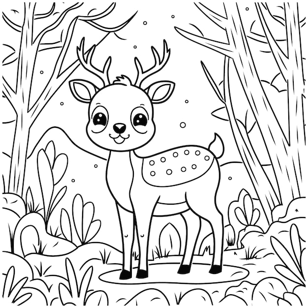 Vector hand drawn deer outline illustration