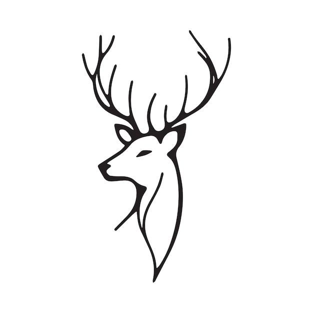 Hand drawn deer silhouette vector illustration