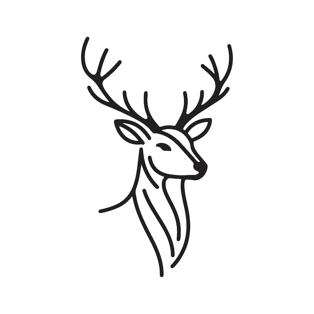 Векторная иллюстрация силуэта оленя, нарисованная вручную