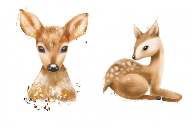 Hand drawn deers