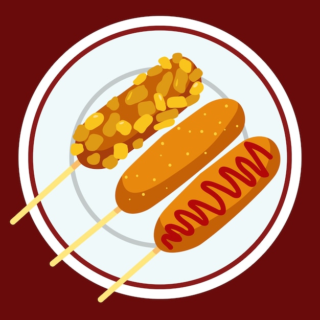 Hand drawn delicious corn dogs illustration