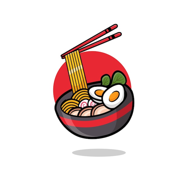 젓가락 일본 음식으로 손으로 그린 맛있는 라면 우동