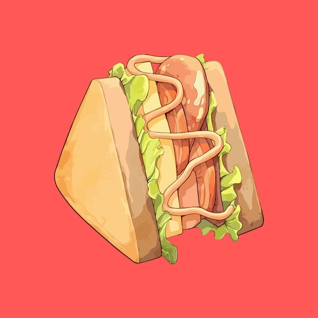 Vector hand drawn delicious sandwiches with vegetables meat tomato cheese